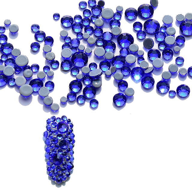 3000 piezas de cristales para uñas, cuentas redondas de cristal con parte trasera plana, gemas y piedras, 6 tamaños