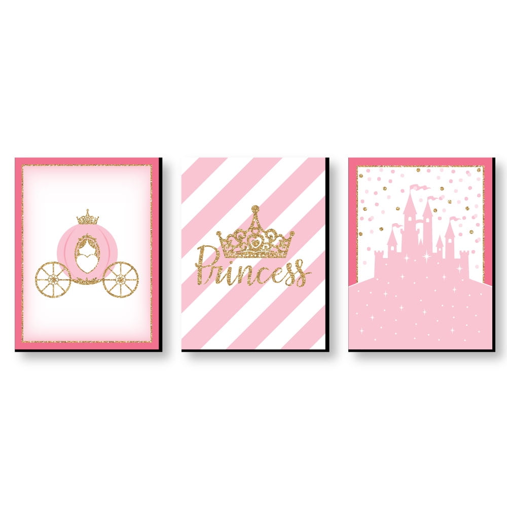 Girls Pink & White Wood PRINCESS Wall Plaque Kids Room Decor 