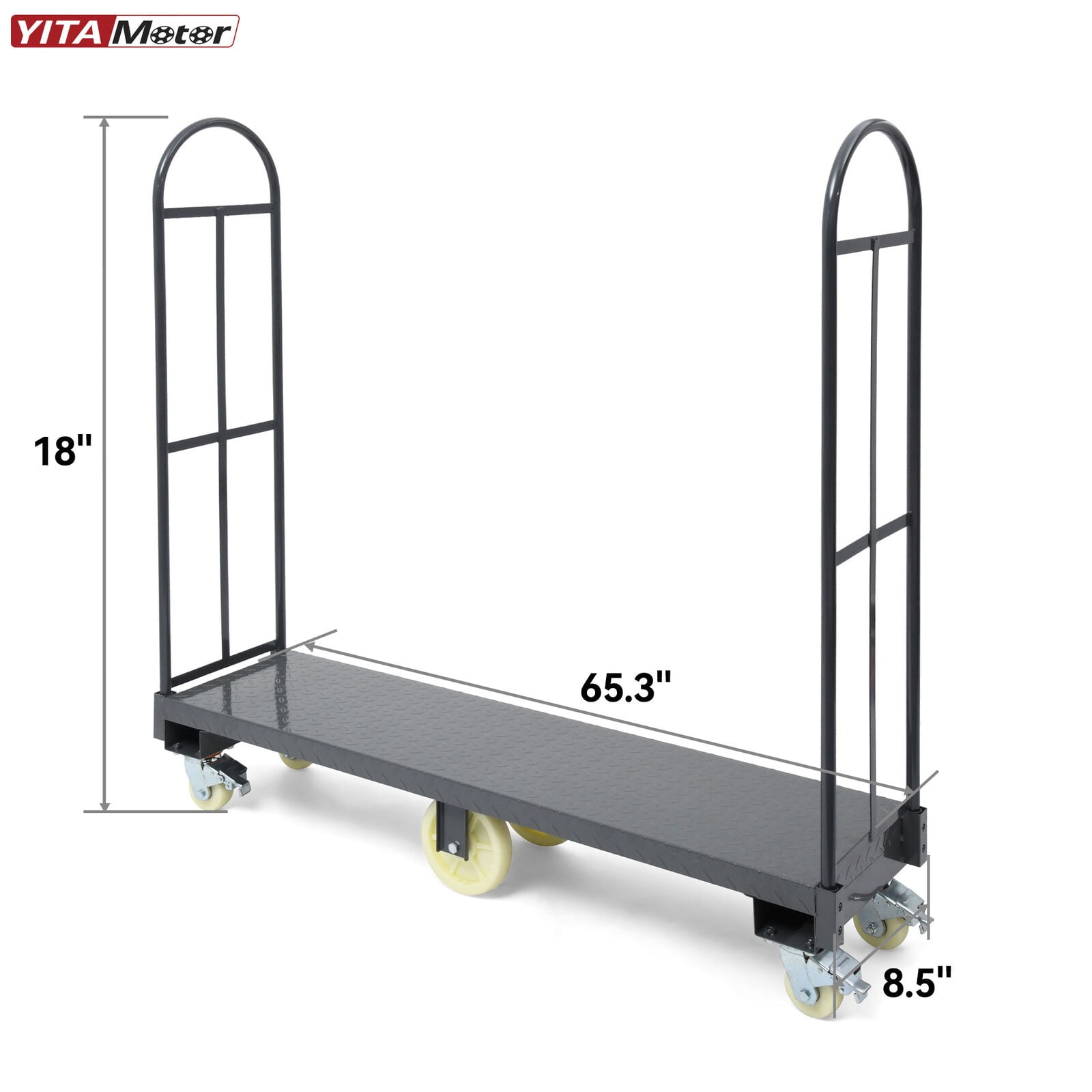 RVNI Thick Steel Deck 2000 Narrow Aisle U-Boat Platform Cart Truck with Wheels