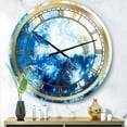 thumbnail image 3 of Designart Marbre abstrait océan bleu et or horloge murale, 3 of 3