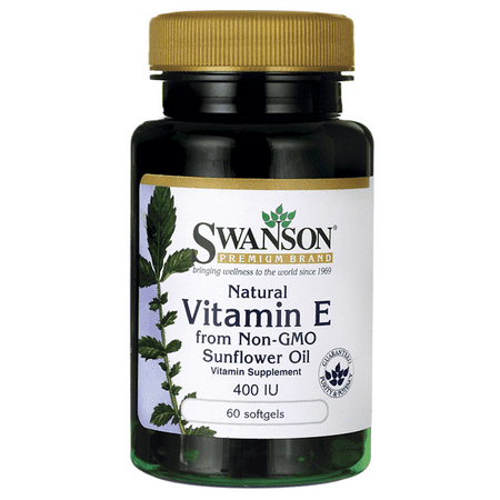 Swanson La vitamine E naturelle de tournesol non-Ogm 400 Iu (268,5 mg) 60 Sgels