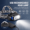 thumbnail image 6 of DAYBETTER LED Headlamp with White/Yellow Lighting, 9 Modes, Motion Sensor, Type-C Chargeable, Waterproof for Camping, Hiking, Fishing, Running, 6 of 7