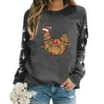 thumbnail image 4 of Fshinging Oversized Hoodie Womens Sweatshirts Christmas Chicken Printed Long Sleeve Crew Neck Slim Fashion Outfits, 4 of 5