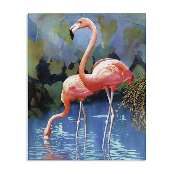 Stupell Industries Traditional Flamingos in Lush Pond Canvas Art, 24 x 30, by Christine Reichow