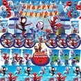 thumbnail image 2 of Spidey y sus amigos increíbles suministros de decoración para fiestas, plato de papel, mantel, tema de Spiderman, globos para Baby Shower, recuerdos para niños, 2 of 5