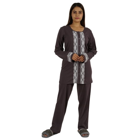 

Moomaya Womens Solid 2 Pcs Nightwear Set Sleepwear Top & Pajama PJ NightSets