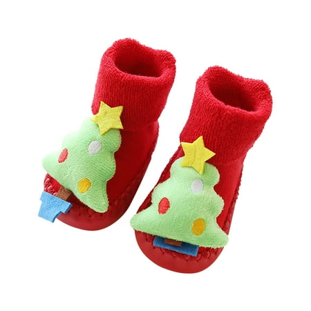 

BONIXOOM Gift Girls Christmas Floor Newborn Baby Boys Socks Anti-Slip Baby Step Socks