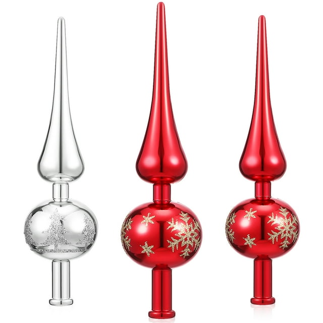 CIMAXIC Topper d'Arbre 3 Pcs Cimes de Sapin de Noël Ornements de Sapin de Noël Décorations de Vacances de Noël, 9.06"X2.36"X2.36 Pouces