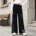 thumbnail image 2 of CAUYDY Girls Jeans Denim Elastic Wasit Wide Leg Baggy Pants Tween Clothes School Girls Jeans Sizes 13-14 Years, 2 of 9