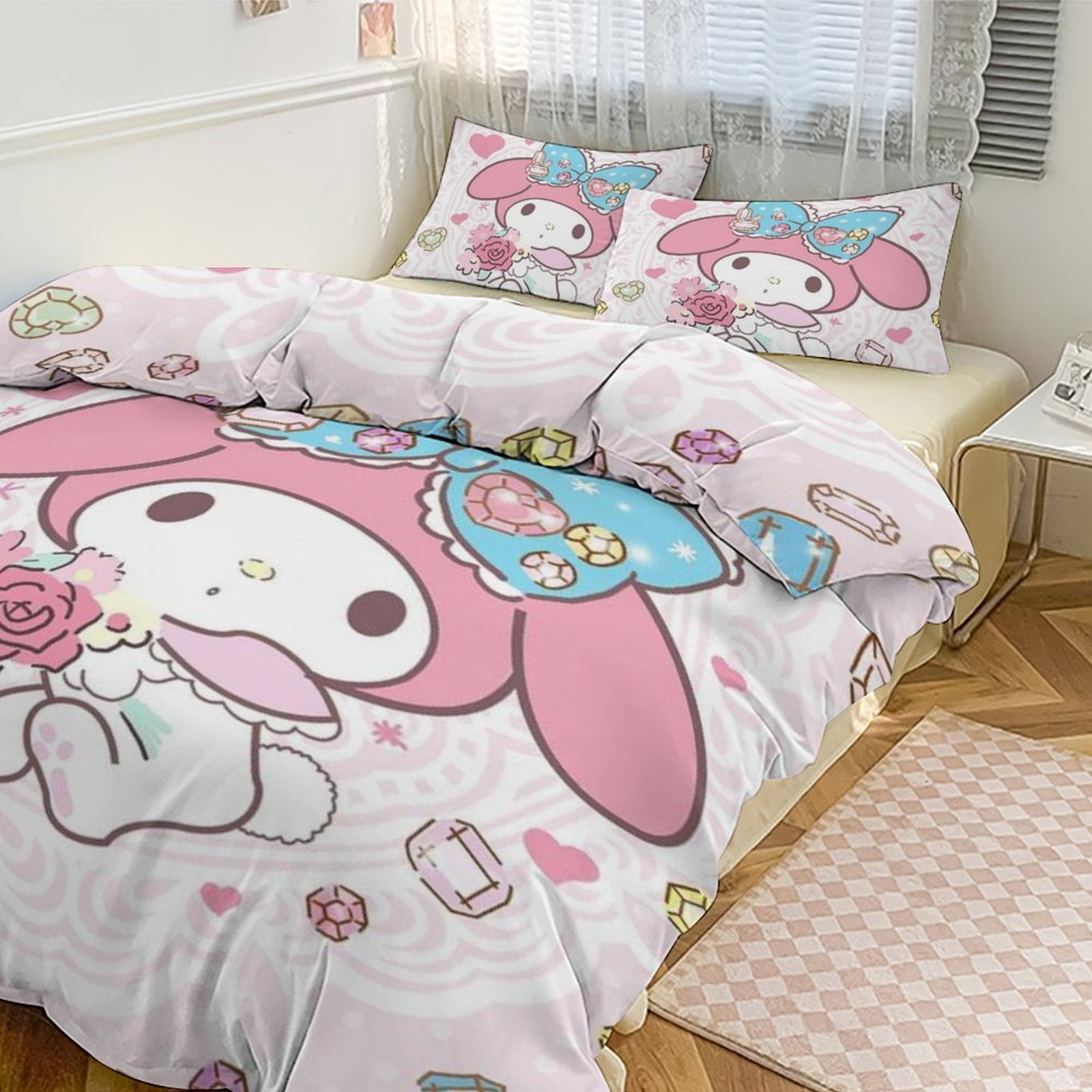 MY MELODY Bedding Set Anime Three-piece for Boys Girls Teens Queen