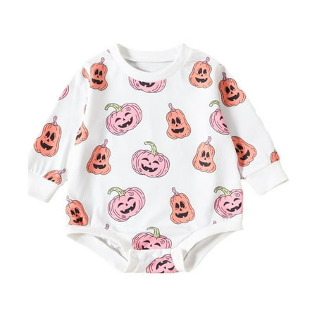 

YWLINK Toddler Kids Boys Girls Romper Baby Girl Romper Long Sleeve Pumpkin Print Hoodie Outside Bodysuit Romper Jumpsuit Clothes