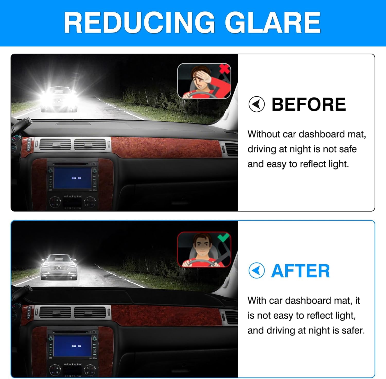 Canvcle Dashboard Cover Mat for 2007-2014 Chevrolet Tahoe Suburban/GMC Yukon XL&2007-2013 Chevy Avalanche Silverado 1500 2500 3500 LTZ/GMC Sierra SLT Denali Accessories Upgrade Velvet Dash Cover