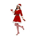 thumbnail image 4 of Mrs Claus Costume for Women 5PCS Chirstmas Outfit Adult Velvet Santa Dress with Belt High Socks Hat Gloves -M, 4 of 8