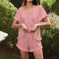 thumbnail image 2 of Matching Pajamas for Couples Fall Fashion Must Have Women Pajama Sets Crew Neck Cozy Women's Sleepwear Short Sleeve Shirts Womens Pjs Sets Pink, 2 of 7