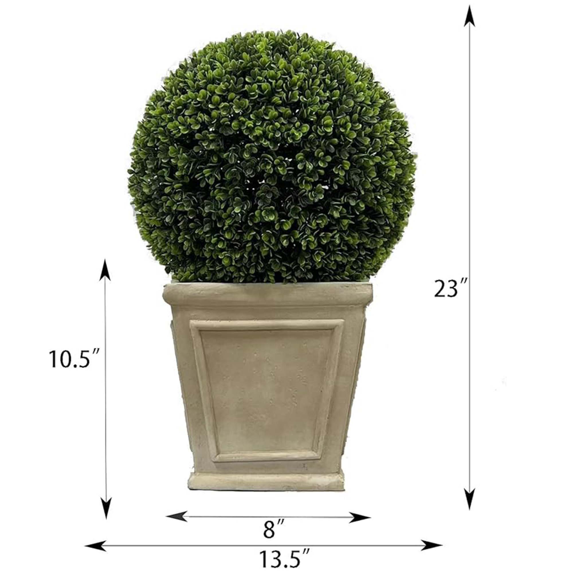 Miniyam 23" Artificial Plant Topiary Ball, Ball Topiary in Square Pot for Home Office Outdoor and Indoor Decor Porch Plants
