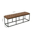 thumbnail image 4 of Leatherette Upholstered Bench with Button Tufted Cushioned Seat and Metal Base, Brown, 4 of 5