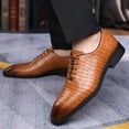 thumbnail image 4 of New Elegant Casual Work Shoes, Men's Classic Patent Leather, Grid Oxford Shoes for Men, Stylish Pointy Lace-up Business Shoes, 4 of 6