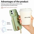 thumbnail image 3 of Compatible for iPhone 12 Mini Zipper Wallet Case with Card Holder, Rotation Ring Kickstand Case, PU Leather Card Slots RFID Blocking Protection Phone Case Shockproof Cover, Mint, 3 of 10