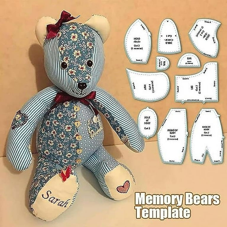 Memory Bear Template Ruler Set, 10pcs Memory Bear Sewing Patterns Template  with Instructions, Memory Bear Patterns for Sewing 