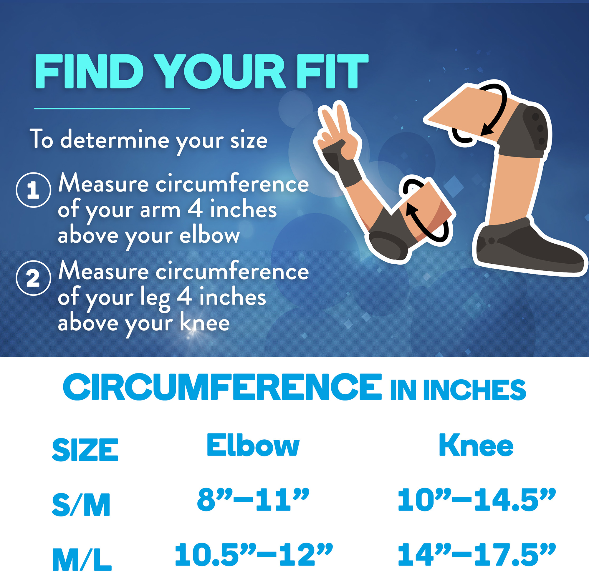 Flybar Aero Elbow, Knee and Wrist 3 in 1 Multi-Sport Protection for Kids, Ages 5-10, Blue