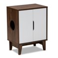 thumbnail image 1 of Baxton Studio Romy Maison pour Chat en Bois à 2 Portes Finition Noyer Blanc, 1 of 10