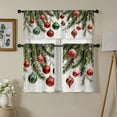 thumbnail image 2 of Merry Christmas Kitchen Curtains 24 Inch Length,Branches and Balls Theme Home Curtains 3 Piece Set, White Kitchens Window Curtains and Valances Over Sink for Xmas Kitchens Decoration, 2 of 6