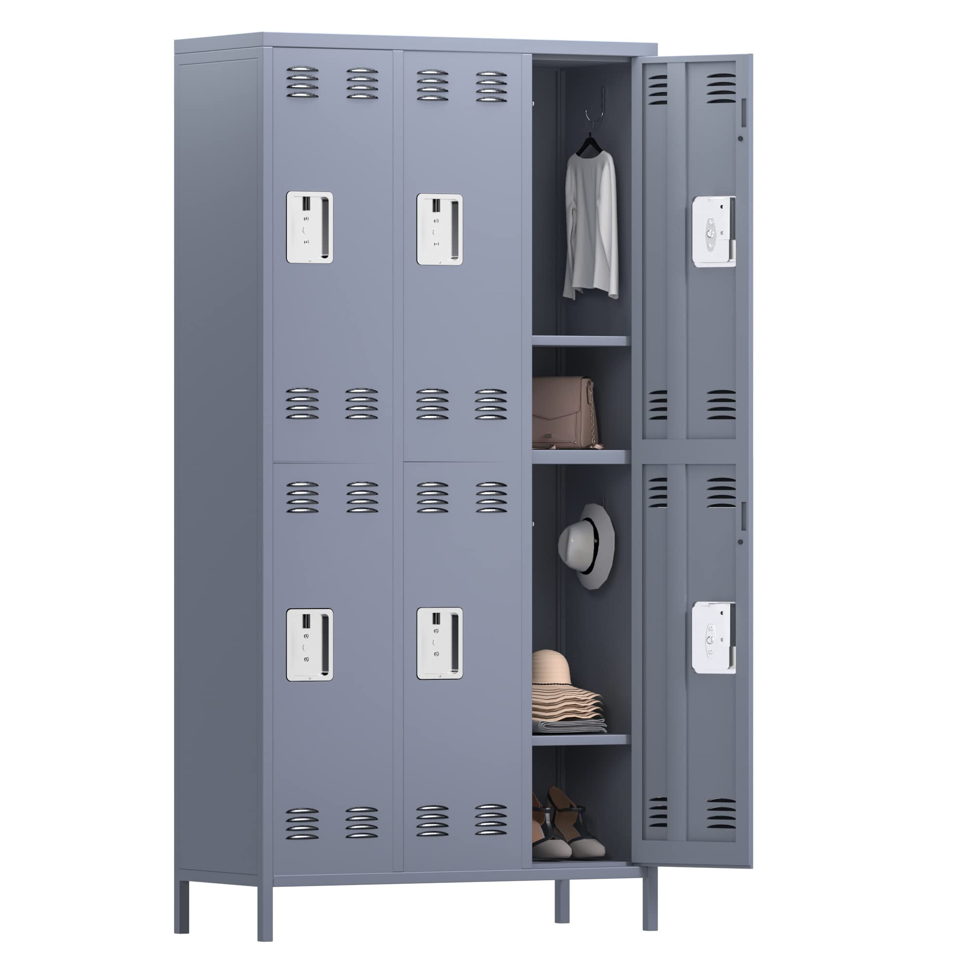 Metal Locker for School Office Gym Bedroom,6 Doors Steel