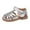 Silver, variant on Toddler Girls Sandals Wide Toe Box School Uniform Flats Adjustable Straps Non-Slip Wedding Flower Girl Shoes