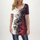 thumbnail image 5 of Camisas de Manga Corta para las Mujeres Casual V-Cuello Imprimir Top, Moda Poliéster/Spandex Blusa de Verano para Diario, 5 of 6