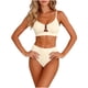 thumbnail image 2 of Trajes de baño para mujer, traje de baño de bikini de tirantes sin espalda de color liso para mujer, conjunto de bikini con bloques de color y hombros descubiertos, trajes de baño para mujer, trajes d, 2 of 6