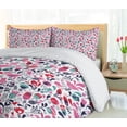 thumbnail image 5 of Ambesonne Floral Duvet Cover Set, Ornate Swirls Tulip Art, 2-Calking, Pink Teal Red, 5 of 7