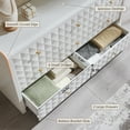 thumbnail image 3 of wow97e Modern 8 Drawer Dresser for Bedroom, Wooden Large Dressers & Chests of Drawers w/Diamond Panel Decorate, White, 3 of 6