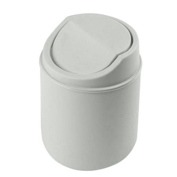 Mini Desktop Trash Can with Swing Lid, Swing-top Tiny Garbage Can, Grey, 6.49x5.11 Inch