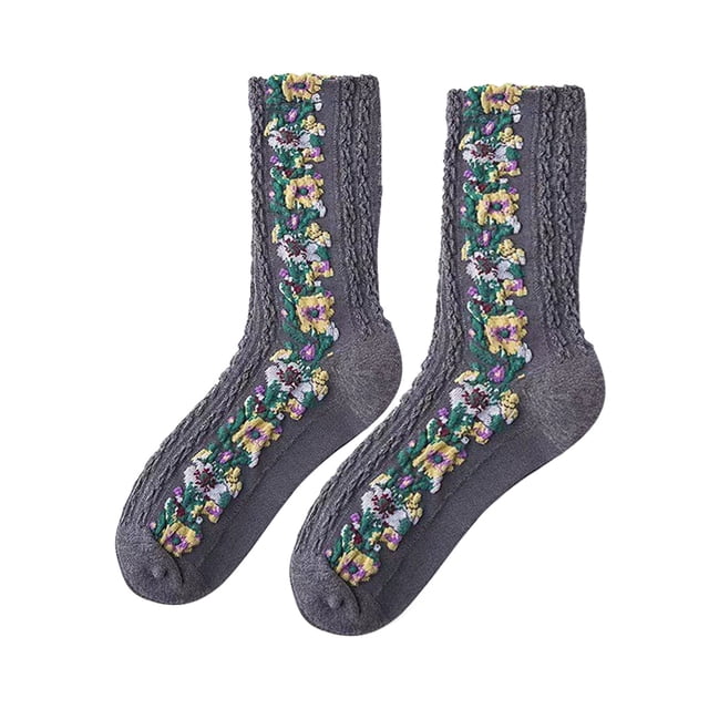 Womens Winter Socks Socks Women's and Winter New Short Socks Women's Embossed Pattern Retro Multi Functional Medium Socks, Perfect Gift Winter Socks for Kids