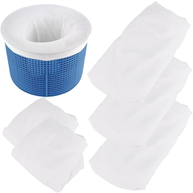 HEANUJJ 5Pcs Pool Filter Net White Mesh Filter Sock for Swimming Pool Skimmer Basket with Elastic Stretch