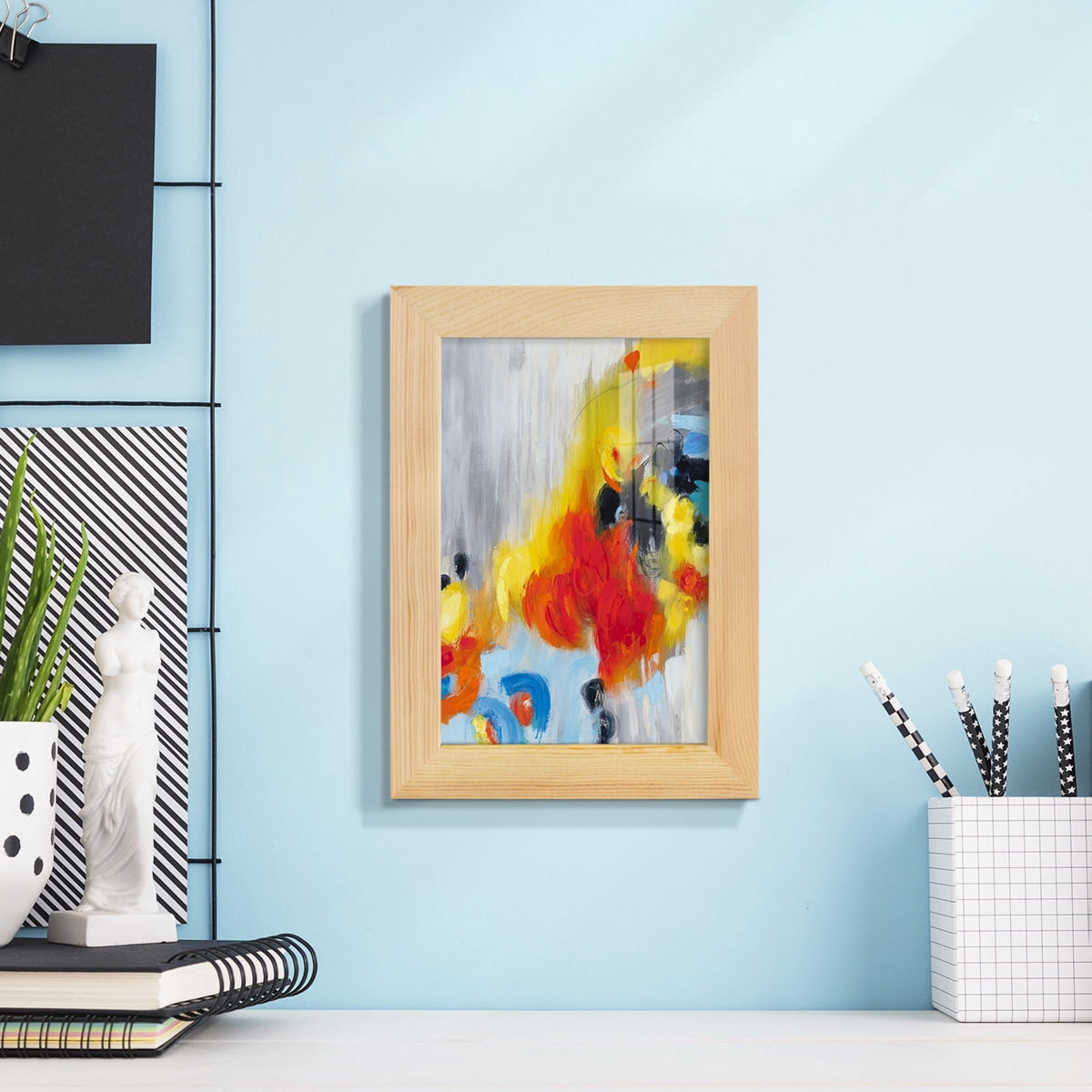 In the Loop I -Framed Print w/glass-Natural Wood