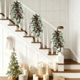 thumbnail image 6 of 20 Inch Artificial Christmas Teardrop Door Swag, Hanging Greenery Decor With Holly Leaves, Red Berries, Pinecones, Winter Wall Ornament For Front Door Porch Entryway, 6 of 6