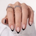 thumbnail image 2 of BTArtbox Press On Nails - Black French, Short Almond, Lamp-Curable, 4-Week Wear, Easy-to-Apply, 32 Count All-in-One Kit, 2 of 8