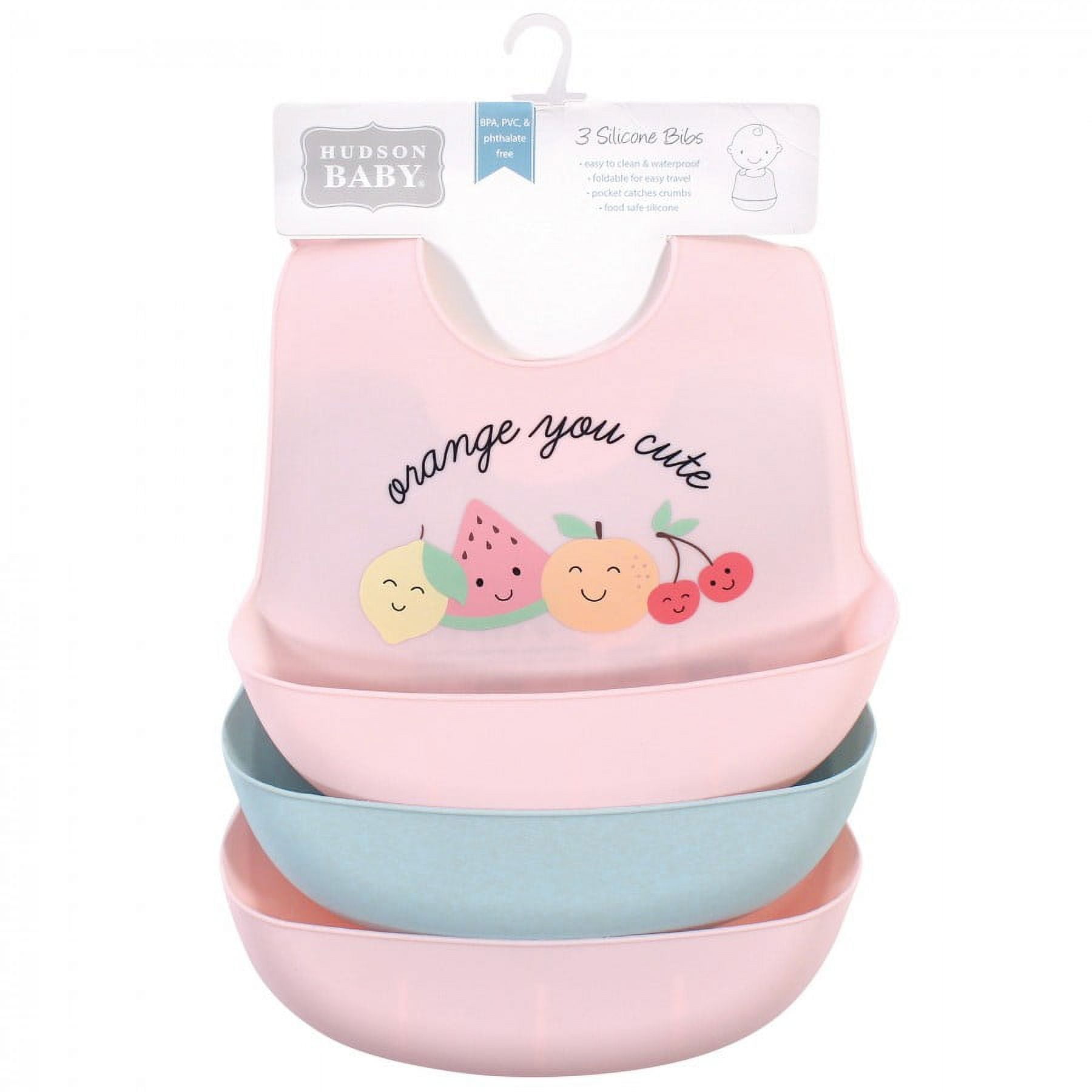 Hudson Baby Infant Girl Silicone Bibs 3pk, Donut, One Size