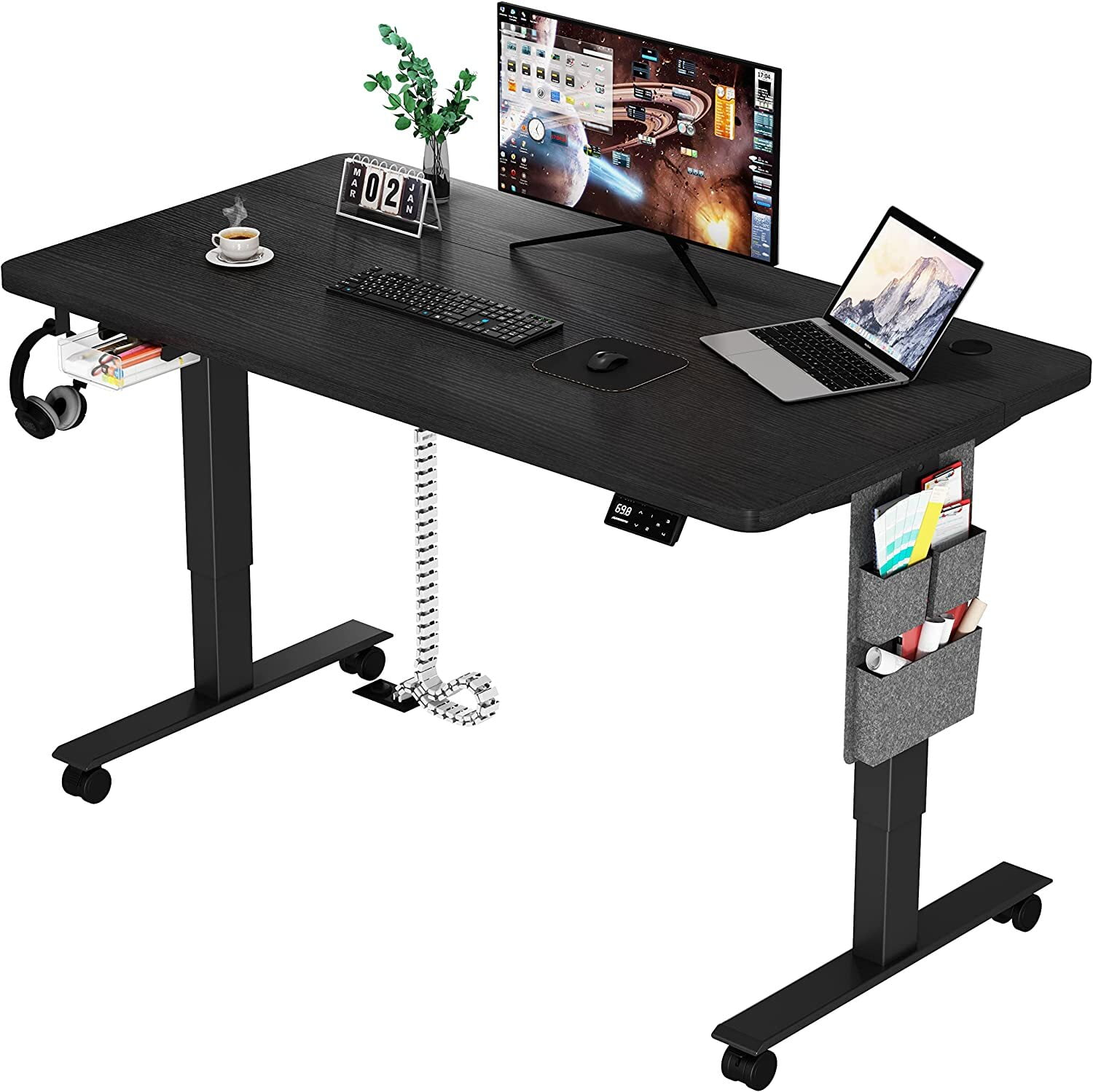 Maidesite Standing Desk 55 inch Electric Height Adjustable Desk for Home Office, Stand up Desk