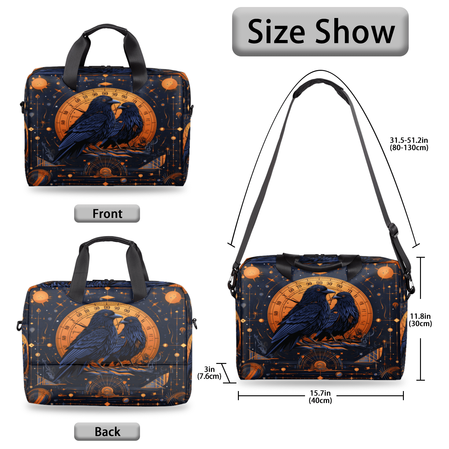 Herdesigns Vintage Laptop Bag for Women Men, Computer Case Briefcase Messenger Bags, 15-15.6 inch Laptop Sleeve Shoulder Bag
