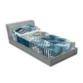 thumbnail image 2 of Ambesonne Nautical Fitted Sheet & Pillow Sham Set, Anchor Grunge Naval, Twinxl, Blue Beige, 2 of 2