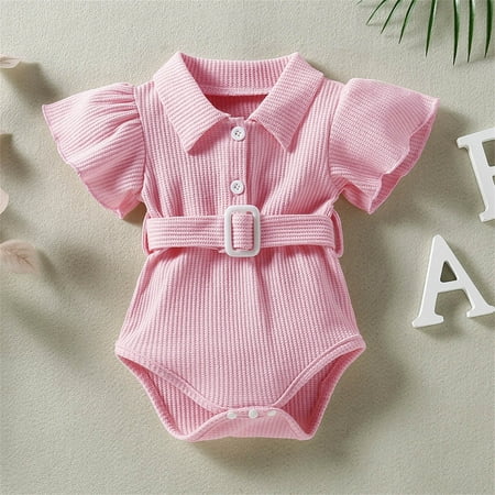 

PEASKJP One Piece Jumpsuit Short Sleeve Baby Girl Clothes Floral Sleeveless Romper Jumpsuit Outfit Set Pink 18-24 Months
