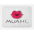 thumbnail image 1 of Kissing Bath Mat, Love Themed Composition of Lip Sending Kisses and Muah Sign on Plain Backdrop, Plush Bathroom Decor Mat with Non Slip Backing, 29.5" X 17.5", Dark Pink White, by Ambesonne, 1 of 2