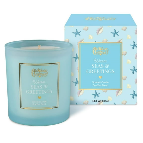 Old World Christmas Soy Wax Blend Candle, Warm Seas & Greetings, 8oz