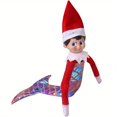 thumbnail image 1 of Jolie Poupée Elf de Noël avec Robe de Sirène - Décoration des Fêtes Parfaite pour les Étagères, 1 of 7