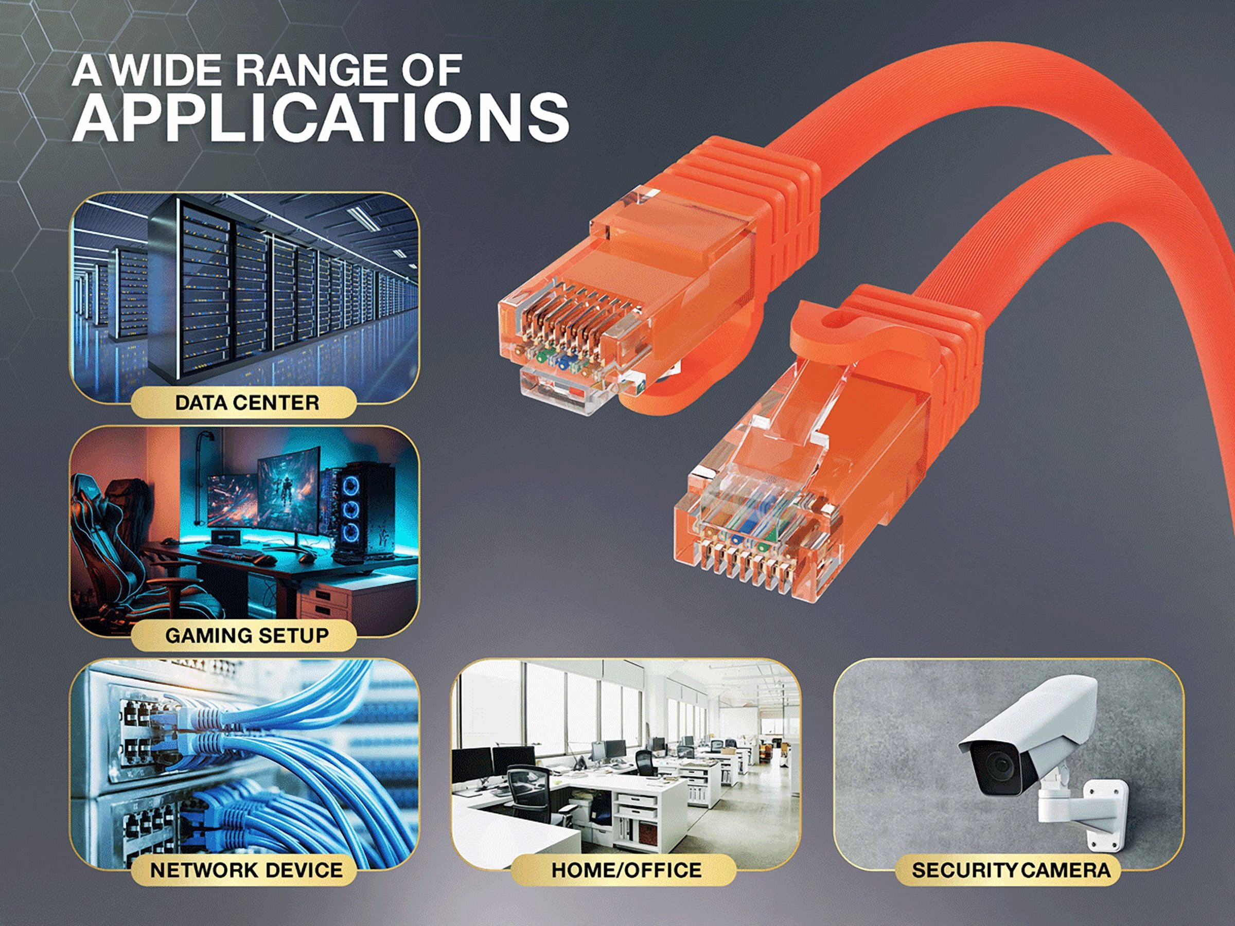 Cable Leader 50ft Cat6a UTP 10G Ethernet Network Patch Cable Snagless 24AWG Bare Copper, Orange
