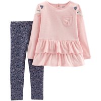 Long Sleeve Peplum T-Shirt & Leggings, 2-Piece Outfit Set (Toddler Girls)