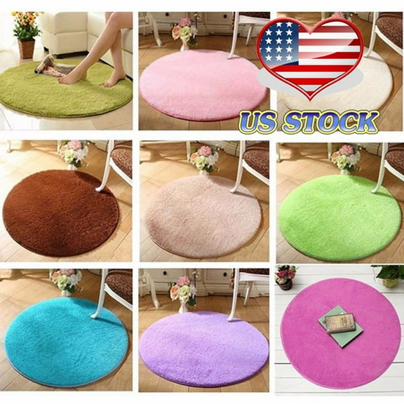FUTATA Ultra Soft Round Rugs Plush Fluffy Area Rugs For Living Room Bedroom,Fuzzy Shaggy Carpet Washable Non-Slip Rugs Floor Mat Pad,9 Colors
