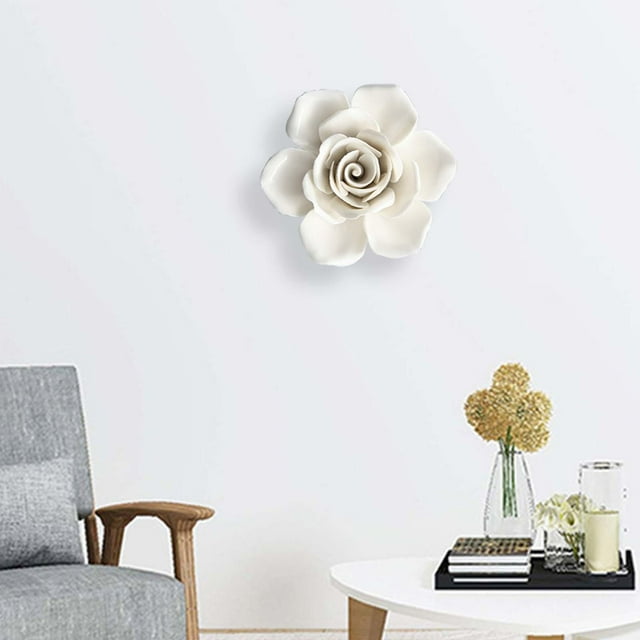 Decoración de pared de flores de cerámica Macarena arte de pared 3D para sala hogar 10cm